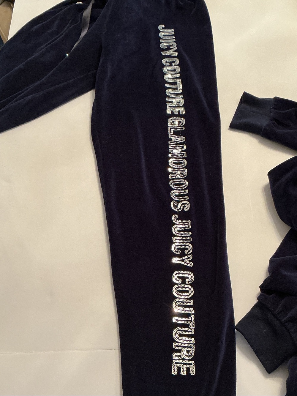 Vintage Y2K Juicy Couture Navy Velour Zip Hoodie Joggers Tracksuit Sz L fits S - Picture 14 of 14